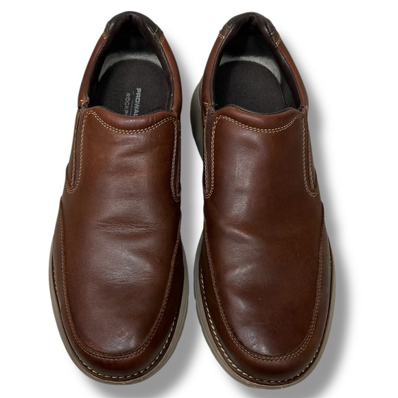 Rockport ProWalker City Men's 10.5 Brown Leather Loafers Slip-On Comfort Shoes - Picture 4 of 10